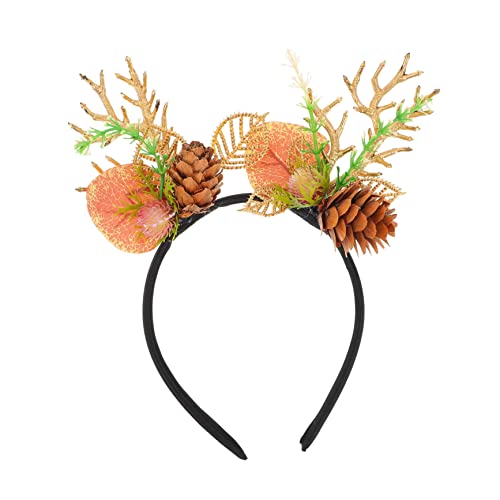 FRCOLOR Weihnachtsrentier Geweih Haarreif Festliches Stirnband Mit Eleganten Dekorationen Für Cosplay Partys Und Feiertagsfeiern Perfektes Accessoire Für Weihnachten Und von FRCOLOR