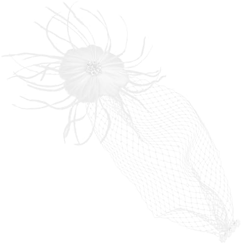 FRCOLOR Weiße Hochzeits Faszinator Hut Tea Party Hut Haare Clip Fecken Netz Verweige Stirnband Cocktail Kirche Kopfbedeckung Für Frauen von FRCOLOR