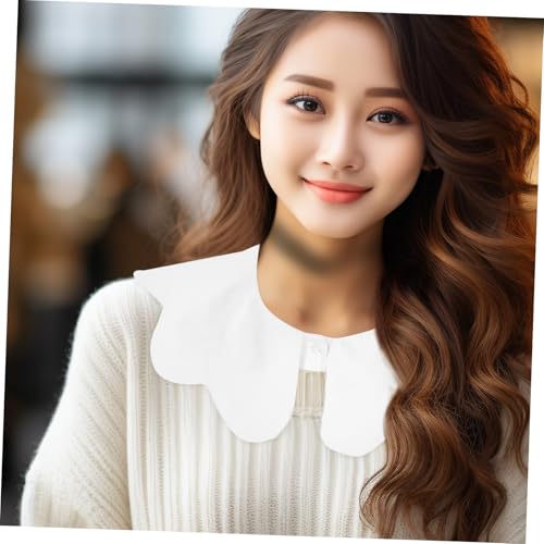 FRCOLOR Weißer Chiffon Fake Kragen Damen Wellenrundhals Abnehmbar Leichtes Half Shirt Layering Blusenkragen für Vielseitiges Styling und Frischen Look von FRCOLOR