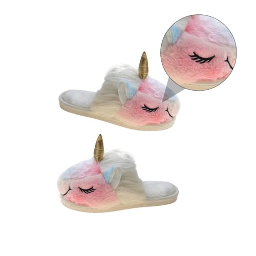 FRCOLOR Winter Hausschuhe Damen Plüschpantoffeln Warm Rutschfest Flauschige Kuschelige Indoor Slipper Niedliche Einhorn Hausschuhe für Zuhause und Freizeit von FRCOLOR