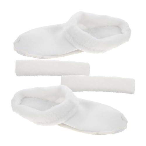 FRCOLOR Winter Plüsch Schuh-einlagen mit Abnehmbarem Band Dicke Baumwoll-fütterung Waschbare Warme Schuh-liner für Damen und Herren Kuschelige Hausschuh Stiefel-einlagen Weiß von FRCOLOR