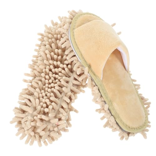 FRCOLOR Winterliche Chenille Mopp Hausschuhe mit Offener Zehenpartie Rutschfeste Waschbare Pantoffeln für Damen und Herren Praktische Reinigungsslipper in Mittlerer Bequeme von FRCOLOR