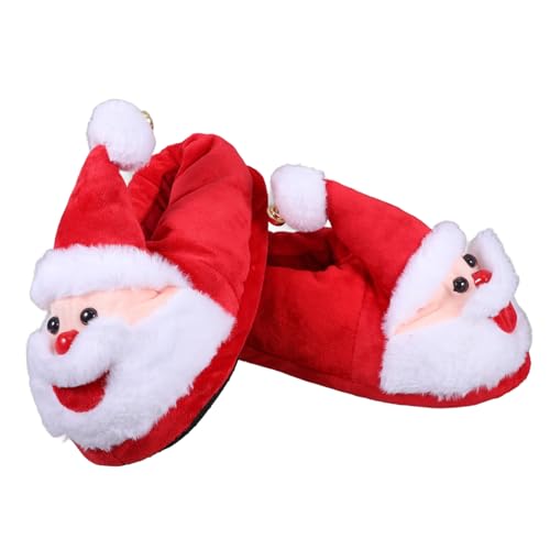 FRCOLOR Winterplüsch Hausschuhe Santa Motiv Rutschfest Wärmend Weiche Baumwolle Innenraum Pantoffeln für Damen und Herren Weihnachten Party von FRCOLOR