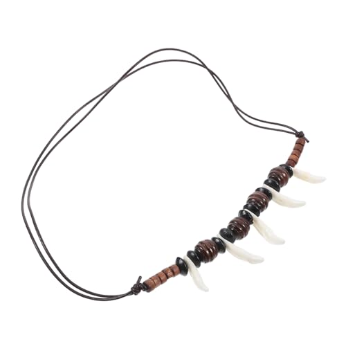 FRCOLOR Wolf Halskette Herren Beaded Tribal Style Verstellbare Kordel Weiß Leichtes Schmuck Attraktives für Männer Alltag und Urlaub von FRCOLOR