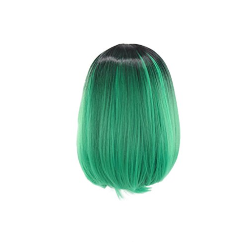 Echthaar-bob-perücke Perücke Mit Farbverlauf Gerade Echthaarperücken Lace Front Perücken Echthaar Blonde Bobperücke Echthaar Grüne Perücke Spitzenperücke Haarschmuck Cosplay von FRCOLOR