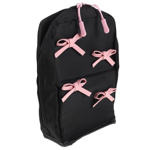 FRCOLOR Zipper Make Up Tasche mit Fächern Schmink Organizer mit Niedlichem Schleifen Design für Reisen Dorm Essentials und Täglichen Gebrauch von FRCOLOR