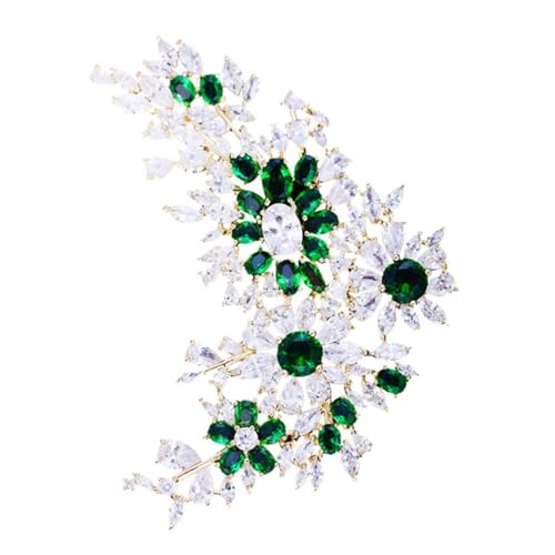 FRCOLOR Zircon Brosche für Damen Glänzende Blumenbrosche für Kleidung Schals und Taschen Leicht für Alltag oder Besondere Anlässe Grün von FRCOLOR