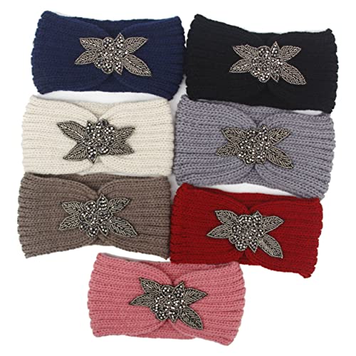 FRCOLOR Wollene Haarreifen Handgefertigtes Stirnband Für Damen Und Mädchen Winterliches Warmes Haarband Mit Blumenmuster Schwarz Für Outdoor-aktivitäten Und Stilvolle Looks von FRCOLOR