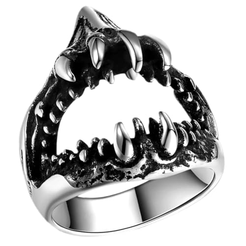 FRCOLOR Haifischring Retro-titanstahlring Herrenring Vintage-punk- Stylischer Fingerring Für Moderner Modeschmuck Für Herren von FRCOLOR