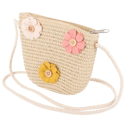 FRCOLOR Mini Stroh Umhängetasche Für Mädchen Handgewebte Strandtasche Kleine Sommertasche Gewebte Junge Mädchen Handtasche Practical Für Reisen Partys Shopping Robust Und Bequem von FRCOLOR