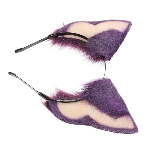 FRCOLOR Plüsch-katzenohren-stirnband Haarband Mit Pelzigen Ohren Flauschiges Halloween-cosplay-stirnband Katzenkostüme Cosplay Maskerade-stirnband Haargummis Damen Kleidung Tier Violett von FRCOLOR