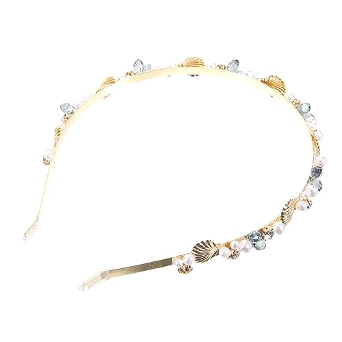 FRCOLOR süße Braut-Tiara Hochzeit Kopfbedeckung Meerjungfrauenschwanz Bachelorette Dekorationen Muschelperlen graceling gracy bauschale Meerjungfrau-Krone Meerjungfrau Stirnband Legierung von FRCOLOR