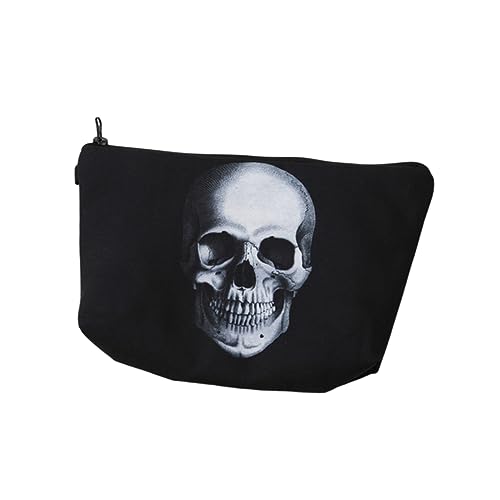 FRCOLOR Damenbrieftasche Punk-Umhängetasche Schädel Skelett Geldbörse Makeup Tasche Make-up-Taschen Kosmetiktasche Bedrucken Make-up-Tasche mit Totenkopf Handtasche Fräulein von FRCOLOR