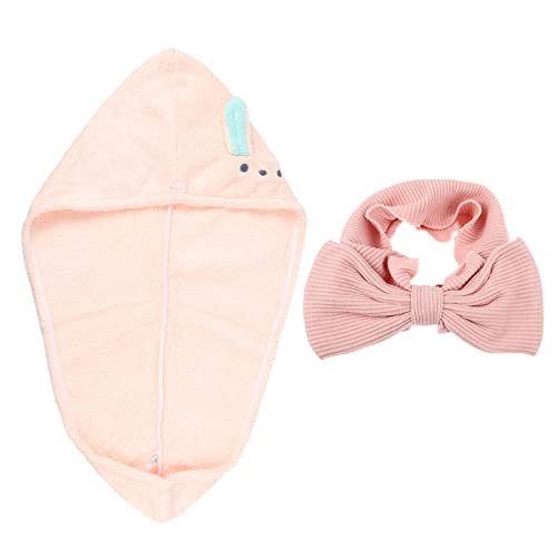 FRCOLOR trockene Haarkappe schnell trocknendes Handtuch Haartrockenhandtuch Haarduschhaube Haar Handtuch Hut handtücher fön ionen haartrockner towel Frauen-Turban Bad Korallenvlies Rosa von FRCOLOR