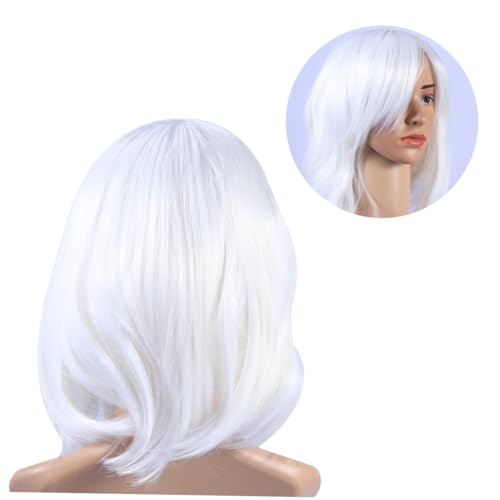 FRCOLOR Kurze Perücke Für Damen Perücke Mit Haarnetz Cosplay-haarperücke Haarnetze Für Damen Perücken Für Frauen Damen Perücken Toupet Für Frauen Kurze Bobo-haare Weiß Kurzes Haar Fräulein von FRCOLOR