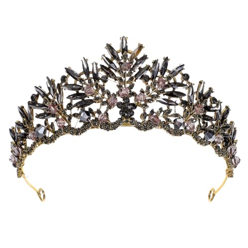 FRCOLOR Vintage Barock Krone Schwarz, Elegante Braut Tiara Haarband Legierung Brautschmuck Haarschmuck Für Hochzeit, Verlobung Und Partys von FRCOLOR
