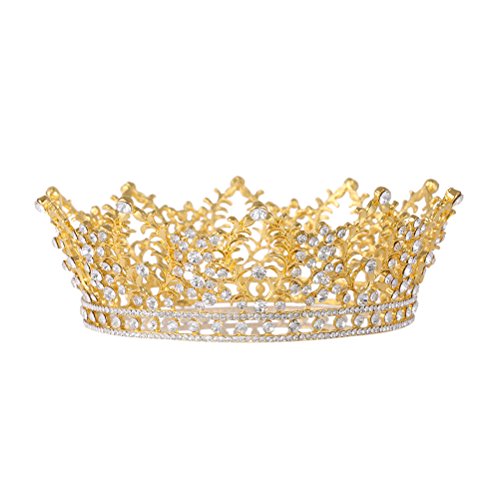 Frcolor - Brautkranz, Brautkrone für die Hochzeit, Brautkranz für Königinnen, Tiara gold von FRCOLOR