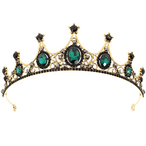 Frcolor Grüne Kristall Tiara Barock Krone Braut Haarschmuck Vintage Strass Stirnband Kopfschmuck für Hochzeit Geburtstagsfeier von FRCOLOR