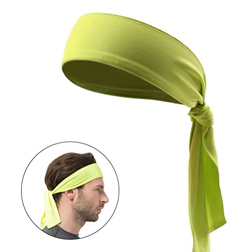 Frcolor Kopf Krawatte Sport Stirnband Krawatte Stirnband für Frauen und Männer Schweißband Kopf Krawatten Ideal für Laufen Ausarbeiten Tennis Karate Leichtathletik (Fluoreszier Gelb) von FRCOLOR