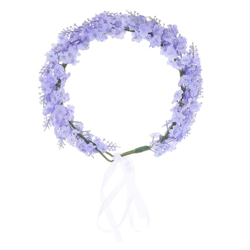 Frcolor Lavendel Blumenkrone Simulation Floral Stirnband Hochzeit Braut Haar Garland Haar Kranz für Strandurlaub (Licht Lila) von FRCOLOR