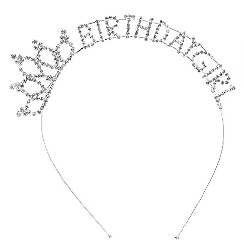 Frcolor Tiara aus Strasskristallen, Haarreifen-Krone für die kleine Prinzessin, Geburtstagskrone für Mädchen mit der Schrift „Happy Birthday“ von FRCOLOR