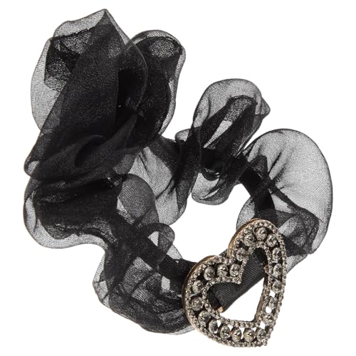 FRCOLOR Haarring Strass-haargummi Bommel Haarbänder Elastische Haargummis Schal-haargummis Haargummis Schwarz Haargummis Aus Seidensatin Haarschmuck Stirnband Elastizität Damen Organza von FRCOLOR