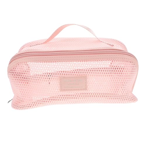 Reise-Make-up-Organizer-Tasche: Kosmetikaufbewahrung Aus Netzstoff Mit Großer Kapazität Und Fächern, Tragbarer Kulturbeutel Für Frauen Im Urlaub Und Den Täglichen Gebrauch, Pink von FRCOLOR