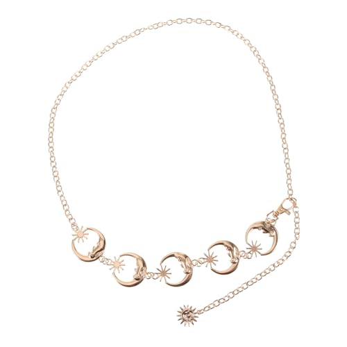 Verstellbare Metall Taillenkette für Damen Eleganter Bauchgürtel mit Sternmuster für Kleider Jeans Festivals Kettengürtel Goldfarbe von FRCOLOR