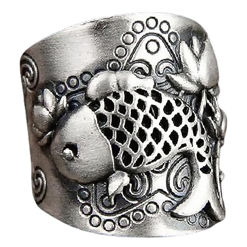 Verstellbarer Lotus Ring für Damen Retro Finger Schmuck Hochwertigem Leicht Langlebig für Partys Eleganter Look für Jede Gelegenheit von FRCOLOR