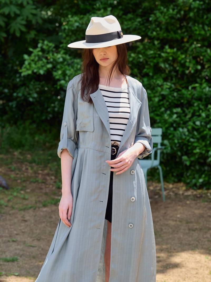 Heiße Sommer Leinenmischung Hohe Taille Trench-Dress_Green-Milieu von FREAKSBYKIMTAEHOON