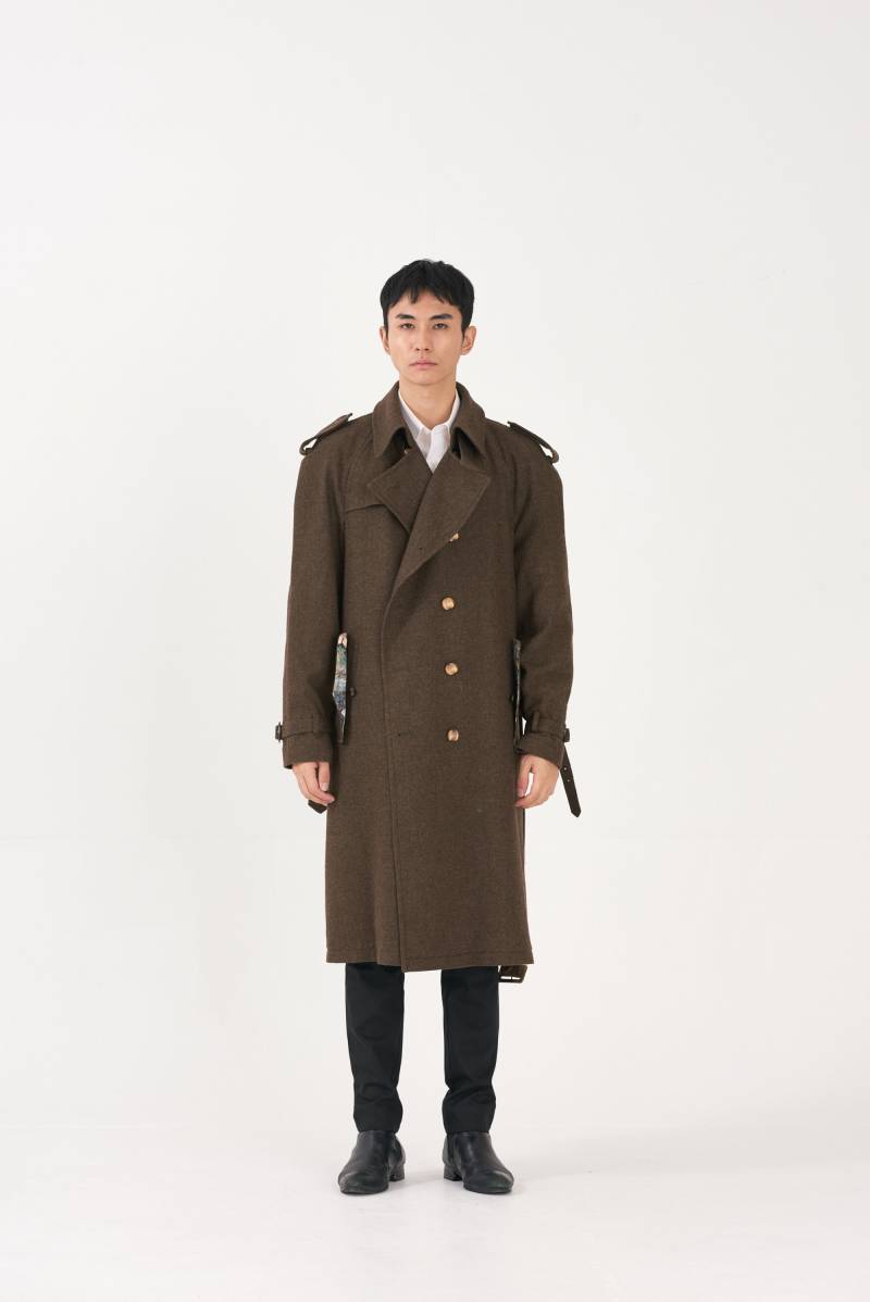 Unisex Wolle Oversize Trenchcoat_Melange Khaki [M] von FREAKSBYKIMTAEHOON