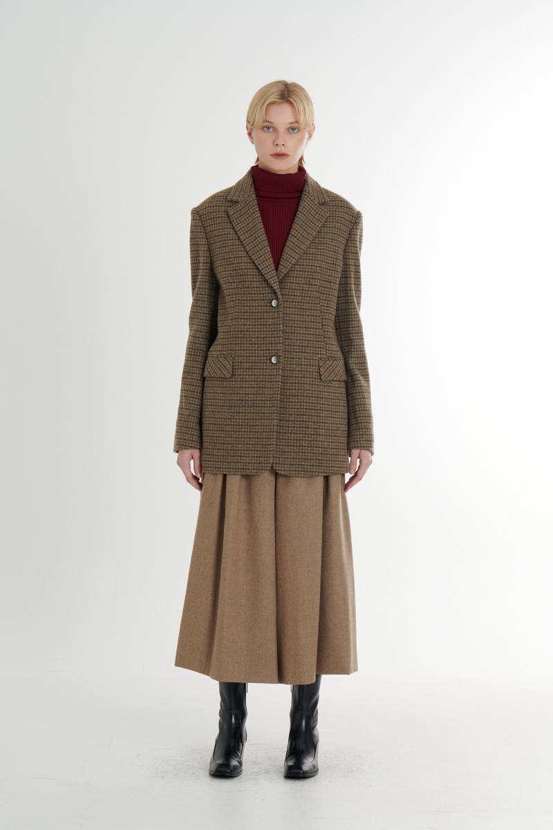 Woll-Tweed-Karomuster-Lockerer Zwei-Knopf-Blazer von FREAKSBYKIMTAEHOON