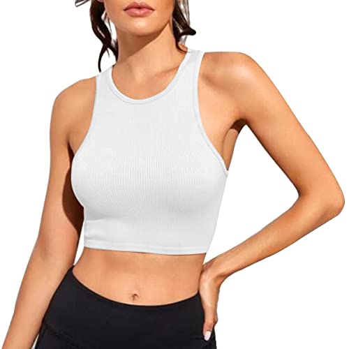 FREINQ Damen Basic Tank Tops Gerippt Nahtlos Workout Tops Ärmellos Racerback Lässig Crop Tops Sommer von FRECINQ