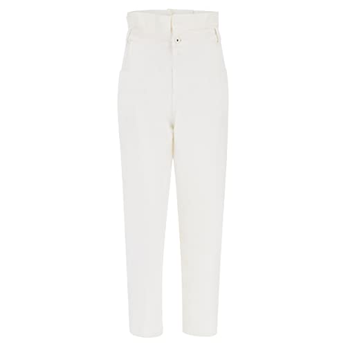 FREDDY - Comfort Fit Jeans mit Karottenschnitt aus gefärbtem Flachgewebe, weiß, S von FREDDY