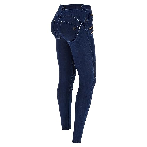 FREDDY - WR.up® Jeans aus Denim Navetta mit Biker-Details, Dark Jeans-Nähte On Tone, S von Freddy