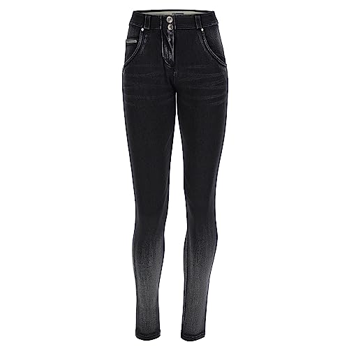 FREDDY WR.up® Jeans mit normaler, schmaler Taille aus flachem Stoff mit Farbverlauf, Schwarzer Denim, L von FREDDY