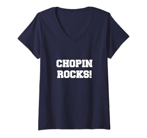 Damen Chopin Rocks! Klassisches Musik-T-Shirt T-Shirt mit V-Ausschnitt von FREDERIC CHOPIN ROCKS TEES