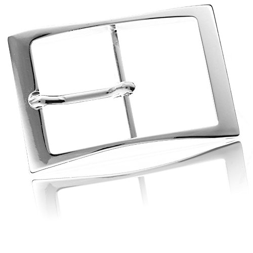 FREDERIC HERMANO Gürtelschnalle Buckle 40mm Metall Silber Poliert - Buckle Edges - Dornschliesse Für Gürtel Mit 4cm Breite - Silberfarben Poliert von FREDERIC HERMANO