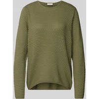 FREE/QUENT Strickpullover mit gerippten Abschlüssen Modell 'Dodo' in Oliv, Größe M von FREE/QUENT