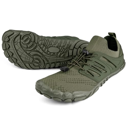 FREE SOLDIER AICALL Herren-Wasserschuhe, Badetracht, Schwimmschuhe, Schnell trocknend, Aqua-Strandschuhe, Barfußschuhe für Fitnessstudios und Kajakfahren(Grün,EU40) von FREE SOLDIER