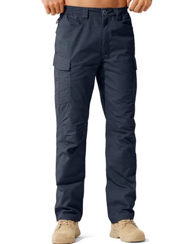 FREE SOLDIER Arbeitshosen Männer Cargohosen Herren Entspannte Passform Taktisch für Outdoor Bergsteigen Hosen mit Mehrfach-Taschen (Marineblau,33x32) von FREE SOLDIER