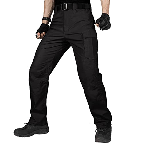 FREE SOLDIER Arbeitshosen Männer Cargohosen Herren Entspannte Passform Taktisch für Outdoor Bergsteigen Hosen mit Mehrfach-Taschen (Schwarz,38x30) von FREE SOLDIER