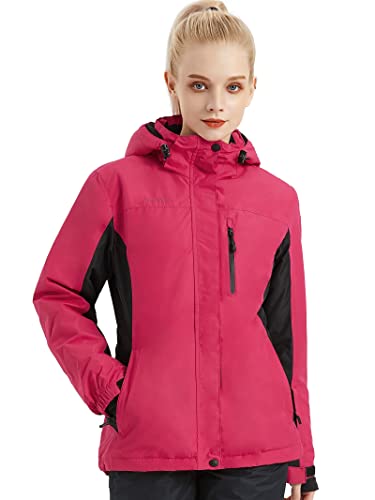 FREE SOLDIER Damen Wasserdichte Skijacke Schneejacke Fleece Gefüttert Warm Winter Regenjacke mit Kapuze Vollversiegelte Nähte von FREE SOLDIER