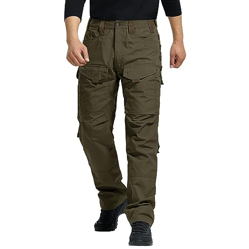 FREE SOLDIER Herren-Cargohose, taktische Hose für Herren, Stretch, strapazierfähige Ripstop-EDC-Arbeitshose zum Wandern, Dunkelgrün, 76 x 81 cm (B x L) von FREE SOLDIER