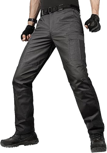 FREE SOLDIER Herren-Cargohose, wasserabweisend, Ripstop, taktische Hose für Herren, Arbeitshose, leicht, Outdoor, Wanderhose, Herren, klassisch, grau, 32 W/32 L von FREE SOLDIER