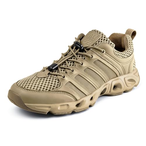 FREE SOLDIER Herren Wanderschuhe Wasserschuhe Trekkingschuhe Aqua Schuhe Taktische Sommerschuhe Schnell trocknend belüftet Ultraleicht (Braun 11) von FREE SOLDIER