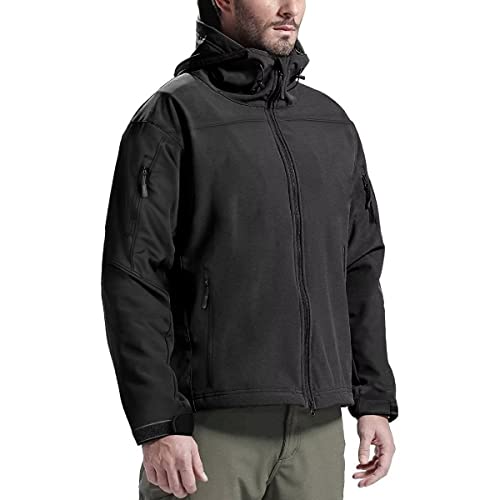 FREE SOLDIER Softshelljacke Herren Wasserdicht Winterjacke Winddicht Warme Funktionsjacke übergangsjacke Outdoorjacke für Wandern Fahrrad Camping (Schwarz XL) von FREE SOLDIER