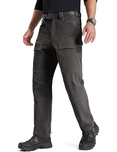 FREE SOLDIER Taktische Herren-Hose, wasserabweisend, Ripstop-Hose, Cargohose, Arbeit, Wandern, Nylon, Spandex, 8 Taschen, Grau, 36W / 32L von FREE SOLDIER