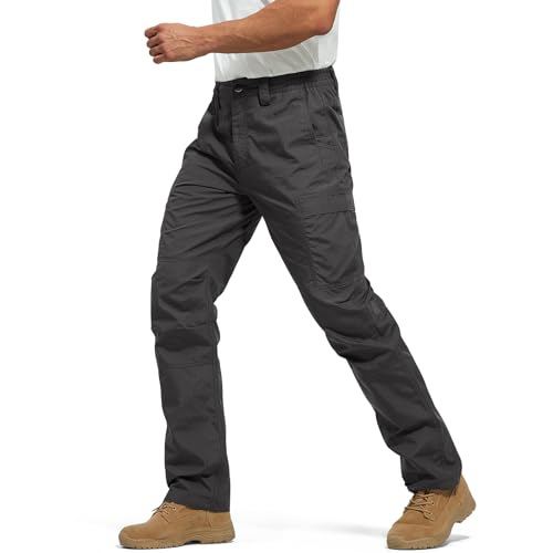 FREE SOLDIER Wasserabweisende Herren-Hose, lockere Passform, taktische Arbeitshose mit mehreren Taschen (klassisches Grau, 34 W x 34 L) von FREE SOLDIER