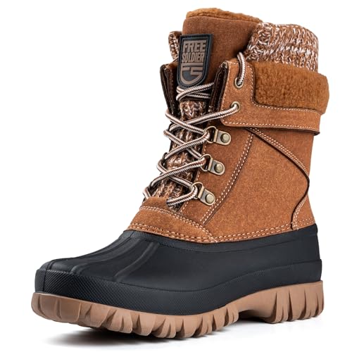 FREE SOLDIER Wasserdichte Winter-Schneestiefel für Frauen Outdoor-Mode Entenstiefel Komfortabel Isoliert von FREE SOLDIER
